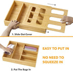 SpaceAid Bag Storage Organizer for Kitchen Drawer, Bamboo Organizer, Compatible with Gallon, Quart, Sandwich and Snack Variety Size Bag (1 Box 5 Slots)