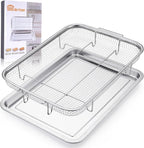 Air Fryer Basket for Oven, 15.5" x 11.6" Large Air Fryer Tray and Pan, Stainless Steel Oven Air Fryer Basket and Air Fryer Pan Rack for Cooking Baking and Broiling