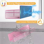 DTUQYX Magnetic Spice Rack for Refrigerator, 4 Pack 100% Metal Strong Magnet Fridge Shelves, Space Saving Spice Organizer, No Drilling Moveable Home Kitchen Laundry Room Storage Organization, Pink