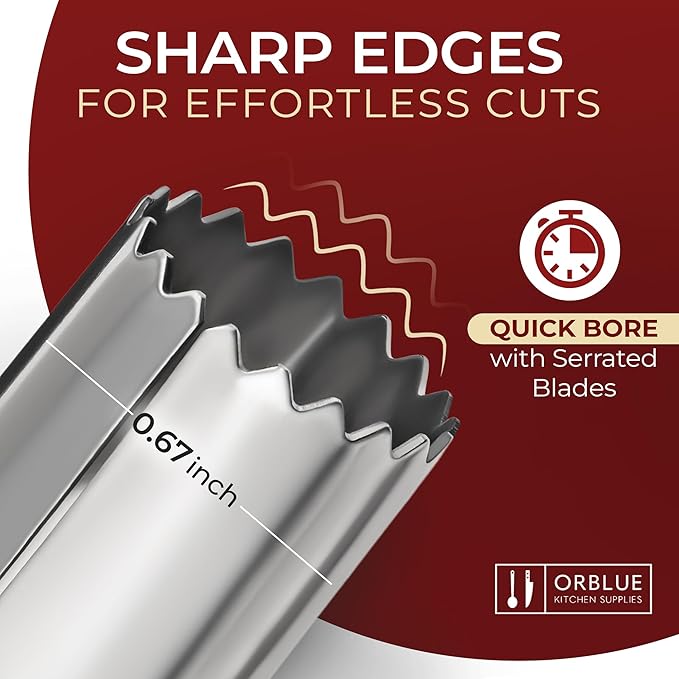 Orblue Premium Apple Corer Tool - Durable Stainless Steel Fruit Core Extractor Tool - Apple Corer Remover, Red
