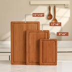 Bamboo Cutting Board Set of 3, Wood Cutting Boards for Kitchen with Juice Grooves, Durable Chopping Board for Meat, Vegetables & Meal Prep