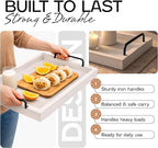 Besti Rustic Vintage Food Serving Trays (Set of 2) | Nesting Wooden Board with Handles | Stylish Farmhouse Decor Serving Platters | Large: 15 x2 x11” - Small: 13 x2 x9” inches (Rustic Off White)