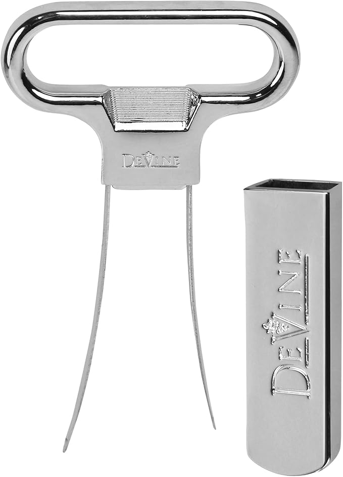 DeVine- Ah So Wine Opener for Vintage Bottles - Two-Prong Cork Puller & Corker With Sleek Case - Great Gift Idea