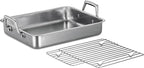 Tramontina 13.5-Inch Stainless Steel Roasting Pan with Rack, Turkey Roaster for Oven, Dishwasher Safe, Made in Brazil