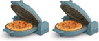 bella Flip-n-Store Waffle Maker,EverGood™ Ceramic Nonstick Coating,Fits-anywhere™ Kitchenware,Power Indicator Light & Touch Handle,7” Wide & 1" Deep Plates,1000 Watt,Surf,(Pack of 2)