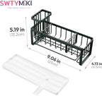 SWTYMIKI Sponge Holder for Kitchen Sink - Sink Caddy with Brush Holder Self-draining Sponge Caddy Organizer with Divider Stainless Steel Kitchen Accessories Storage for Countertop, Green