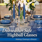 Yungala Blue Highball Glasses Set of 6 Tall Drinking Glasses 10 oz