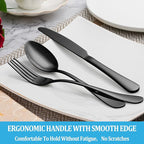 40 Pcs Black Silverware Set, Stainless Steel Flatware Set Service for 8, Mirror Polished Cutlery Utensil Set, Durable Home Kitchen Eating Tableware Set, Include Fork Knife Spoon Set, Dishwasher Safe