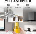 Safring Can Opener Manual, Heavy Duty Handheld Strong Can Opener with Soft Touch Handle, Sharp Blade Smooth Edge, Can Openers with Multifunctional Bottle Opener, Gray