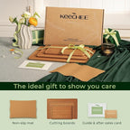Keechee Bamboo Cutting Board with Non-slip Mat, Cutting Boards for Kitchen Meal Prep & Serving - Wood Serving Board Sets with Deep Juice Groove Ideal Kitchen Gifts