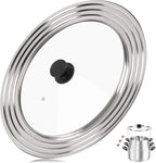 Pan Lid Fits 11, 12 & 13 Inch Cookware, Universal Lid for Pots, Pans and Skillets,Replacement Frying Pan Cover with Tempered Glass Top, Stainless Steel Cast Iron Skillet Lids - Heat Resistant Handle