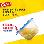 Glad GladWare Big Bowl Food Storage Containers with Lids, Large Round No BPA Plastic Containers for Soups, Salads, and Meal Prep, Lock Tight Seal, Microwave Dishwasher Safe, 48 Oz, 3 Count
