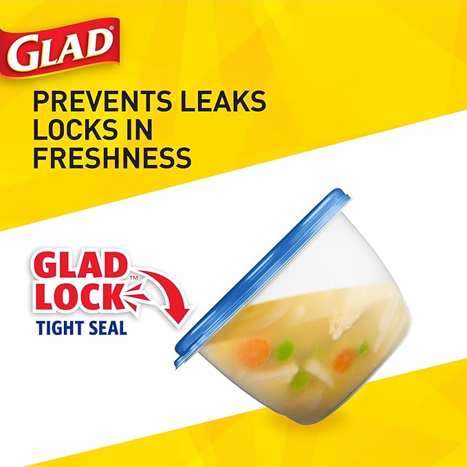 Glad GladWare Tall Entree Food Storage Containers with Lids, Large Square No BPA Plastic for Meal Prep and Lunches, Lock Tight Seal, Microwave and Dishwasher Safe, 42 Oz, 3 Count