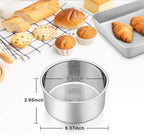 P&P CHEF 6 Inch Cake Pans Set, Round Baking Pan Stainless Steel Layer Birthday Wedding Cake Oven Pans, Non Toxic & Heavy Duty, Deep Side & Mirror Finish, Dishwasher Safe, (4Pcs)