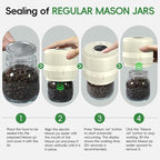 Mason Jar Vacuum Sealer Kit, Electric Sealer for Wide and Regular Mouth Mason Lids, Canning Vacuum Sealer Mason Jar, Automatic Vacuum Sealer Machine for Food Storage - Ivory