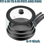Universal Lid for Pots, Pans and Skillets, 6&7&8 inch, Diameter Cookware, Silicone Replacement Pan Lid Pot Lids for Frying Pans, Cast Iron,Tempered Glass Lid