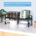 2 Pack Expandable Cabinet Countertop Shelves, Stackable Shelves Organizers For Kitchen Cabinet Countertop Storage, Adjustable Counter Cupboard Pantry Organizer Shelf Rack Stand, Length:20.5"