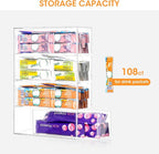 AIEVE Drink Packet Organizer, Drink Mix Holder with 4 Clear Drawers, Acrylic Water Flavor Packets Container, Kitchen Storage Organizers for Pantry Home Organization