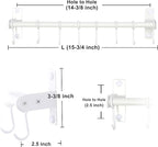 Dseap Pot Rack - Pots and Pans Hanging Rack Rail with 8 Hooks, Double Bars, Pot Hangers for Kitchen, Wall Mounted, White, 2 Packs