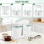 Pukomc Ice Cream Maker Machine for Home Use, with Two Ice Cream Bowls,Simple Operation and Easy to Clean,White Green