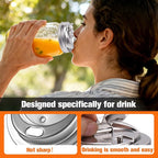 Palksky Mason Jar Drinking Lids,Stainless Steel Wide Mouth Mason Jar Sip Lid accessories,Anticracking Leak Proof Seal Flip Cap Cover Airtight Accessories for Drink,2Pack