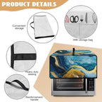Marble Print Toaster Oven Dust Cover for Kitchen Counter, Heavy Duty Heat-resistant Microwave Oven Protective Cover Air Fryer Covers, Blue & Gold (Small-14.5 * 18.46 * 9 inches)