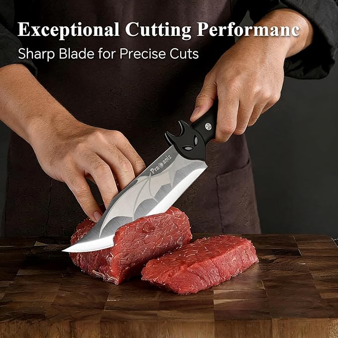 Pracaniz Bat Design Kitchen Knife - Unique Gothic Themed Cutlery, Stainless Steel Blade with Decorative Handle for Cooking and Collecting