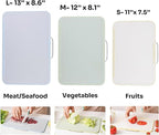 Cutting Boards for Kitchen, Charcuterie Chopping Boards Set of 3 with Stand, Plastic Cutting Mat for Kitchen Dishwasher Safe with Storage Stand