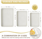 Baking Sheet Pan Set of 3, Nonstick Carbon Steel Cookie Sheets with Texture, Commercial Half/Quarter/Jelly Roll Pans Replacement Toaster Oven Tray, Heavy Duty & Easy Clean, White
