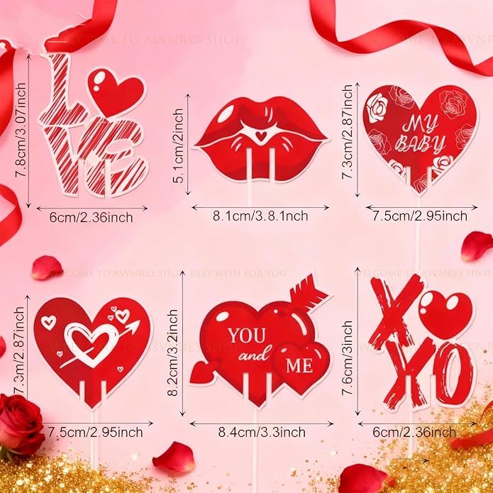 24Pcs Valentine's Day Drink Markers Wine Glass Markers, Heart, Lip Shape Wine Charms for Stem Glasses - Wedding, Bridal for Christmas New Year Party Decor Supplies