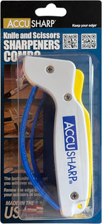 AccuSharp Hand-Held Carbide Blade Sharpener & ShearSharp Scissor Sharpener, Restores and Hones Straight & Serrated Knives, Revives the Edge of General Purpose Scissors