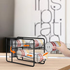 MOOACE 4 Pack Can Dispenser Rack, Stackable Soda Can Organizer Holder for Canned Food Storage Kitchen Cabinet Pantry Countertop, Black