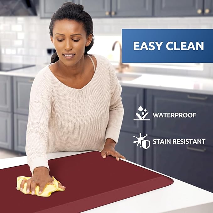 KitchenClouds Kitchen Mat Cushioned Anti Fatigue Kitchen Rug 0.8inch Water Resistant Non Slip Kitchen Rugs and Mats Standing Desk Mat Comfort Floor Mats for Kitchen Sink Office (17.3"x39",Red)