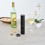 Restaurantware Electric Wine Opener 1 Count 1.9 x 1.9 x 9.1 Inches Battery Operated Plastic Corkscrew With Foil Cutter Compact Black Design For Quick One-Touch Uncorking