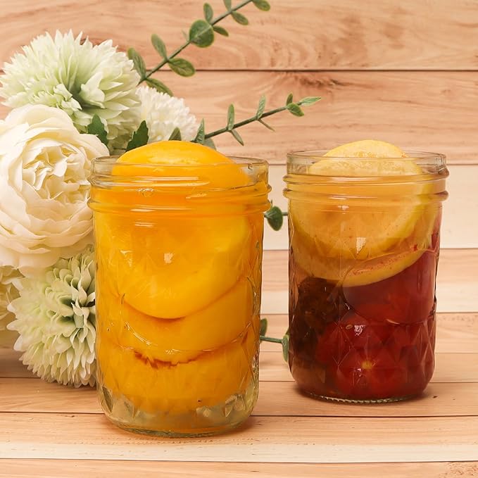 CycleMore Mason Jars 8 oz, 24 Pack Canning Jars with Airtight Lids and Bands, Half Pint Canisters Ideal for Fermenting, Jam, Honey, Pickling, Wedding/Shower Favors, DIY Decors