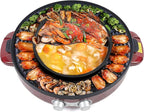 2 in 1 Hot Pot with Grill,Electric Smokeless Grill and Hot Pot BBQ Grill Soup Shabu Pot Household Electric Barbecue Plate Frying Cook Grill,2200W
