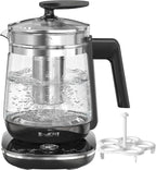 1200w Electric Kettle, 1.5L Borosilicate Glass tea kettle, Hot water kettle electric for Coffee or Tea, BPA Free, Auto Shut-Off, Stainless Steel, Fast Boil, Black