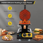 Dyna-Living Bubble Waffle Maker Commercial Bubble Waffle Machine, 1400W Egg Waffle Machine Non-stick Waffle Egg Maker with Crumb Tray, 30 Egg Cones Hong Kong Style Bubble Egg Waffle, 180° Rotating