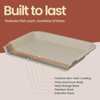 Bakken 4-Piece Bakeware Sets, Nonstick Carbon Steel Baking Sheet, Stackable Space-Saving Bakeware, Dishwasher Safe, Stain-resistant, PFOA, PFOS, & PTFE Free, Oven Safe Up To 450°F, White Marble