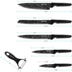 Knife Set, 6 Pieces Kitchen Knives Set with Anti-Rust Coating & Ergonomic Handles, Lightweight, Dishwasher Safe stainless steel Knife, Gift for Kitchen Enthusiasts, Family Chef(Beauty handle)