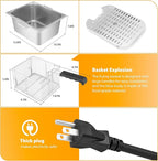 WaterElfo Deep Fryer Commercial Deep Fryers With Basket13Lx2 13.7Qt x 2 Thicken With Precise Temperature Control Timer Double Deep Fryer With 2 Baskets1800Wattsx2 120V Countertop Fryer Restaurant