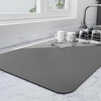 Ecotrim - Dish Drying Mat for Kitchen Counter | Coffee Bar Mat for Countertops | Heat Resistant Drainer Mat with Non-slip Rubber Backed | Hide Stain Kitchen Absorbent Draining Mat | Dark Grey 16"x20"