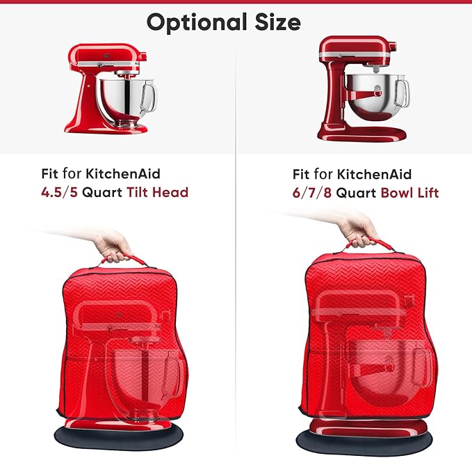 BAGSPRITE Stretchy Stand Mixer Cover with Appliance Slider- Washable Appliance Cover Compatible with Kitchenaid Mixer5/4.5 Quart - Dust Cover with Pockets for Kitchen Aid Accessories and Attachments