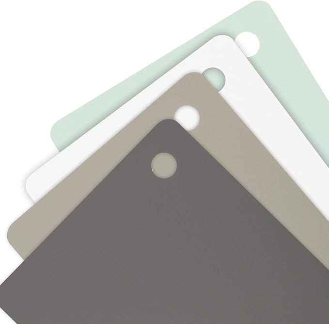 Tovolo Large Flexible Cutting Mats Set of 4 Chopping Boards for Meal Prep Cut Slice Dice Fruits Veggies & Meats, Easy Clean Dishwasher Safe Assorted Small Nylon Cutting Board Mat Set, 15" L X 11" W