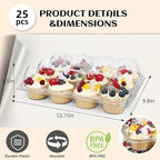 WIKDAY 12 Count x 25 Sets Plastic Cupcake Containers, Durable and BPA-Free Cupcake Holder with Lid for Easy Transport Storage, Stackable Clear Cupcake Carriers, Reusable Dessert Boxes