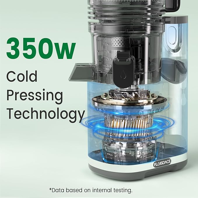 Cold Press Juicer, 6.5" Extra Wide Feed Chute Juicer Machines, 350W Slow Juicer Machines with High Juice Yield for Whole Vegetables & Fruits, BPA Free (Titanium Gray)