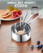 Cooks Standard Stainless Steel Butter Warmer Pot Set, 0.15/0.29/0.46/0.68 QT Multi-Ply Clad Small Sauce Pans, Mini Butter Chocolate Milk Melting Pot with Pour Spout, 4-Piece