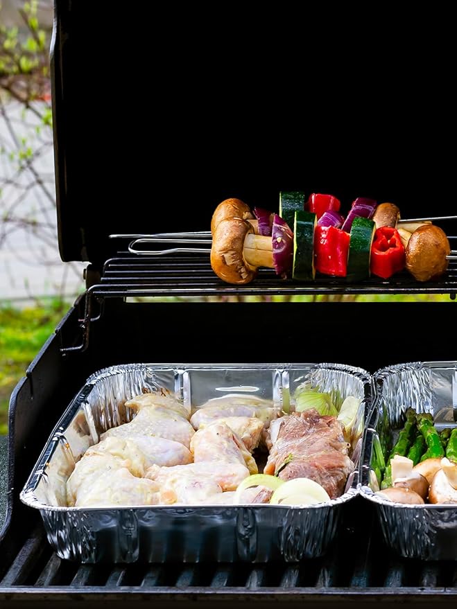 NEEBAKE 24 Pack Disposable Aluminum Pans with Lids Combo Set- 12 Large 9x13 Foil Pans Half Size & 12 Small 8x8 Tin Foil Baking Pans, Tin Trays Containers for Meal Prep, Food Cooking, Roasting, Heating