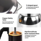 6 Cup Glass Clear Moka Pot Thickened 304 Stainless Steel Stovetop Espresso Maker Italian Coffee Machine 300ml 10.6oz Classic Mocha Cafe Greca Coffee Suitable for Gas Induction