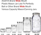 AOZITA [16 Pack] Colored Plastic Mason Jar Lids Fits Ball, Kerr & More - 8 Wide Mouth & 8 Regular Mouth - Storage Caps for Canning Jars, Dishwasher Safe & Food Grade & Leakproof